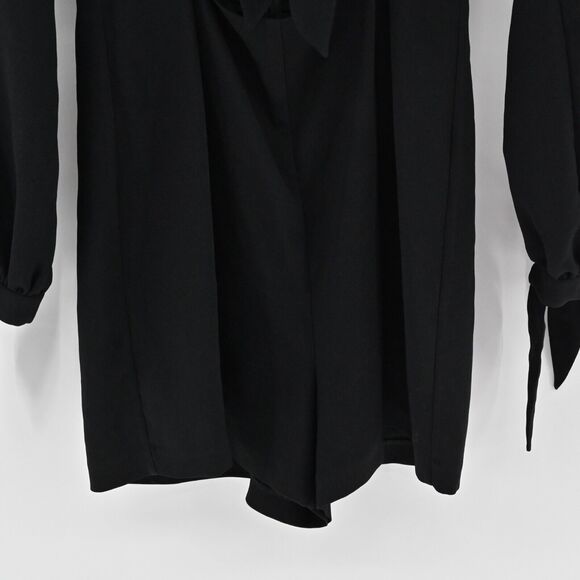 INTERMIX Romper Womens Size Medium Black Tie Front Cut Out Long Sleeve Goth Punk - Picture 4 of 16